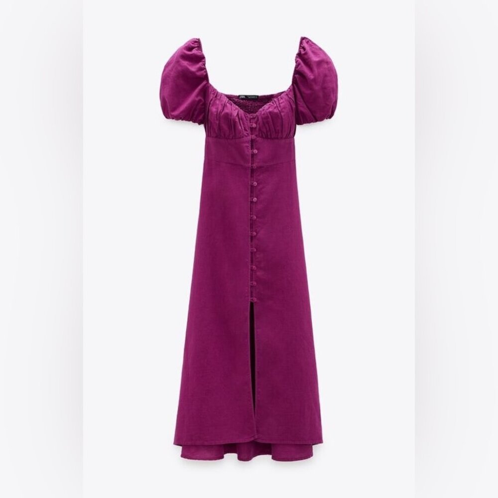 Zara Midi Plum Dress with Buttons